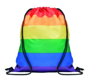 BOW Eco-Friendly Rainbow RPET Drawstring Backpack - GiftRetail MO6436