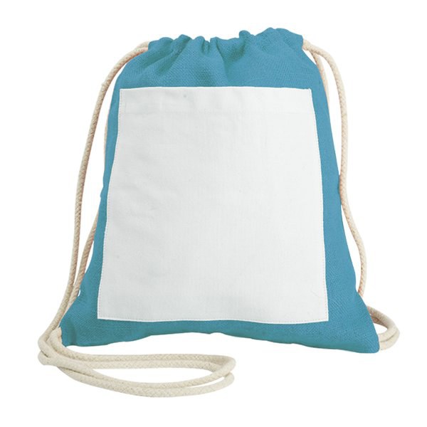 Claps 64536 - Jute Drawstring Bag with Cotton Pocket