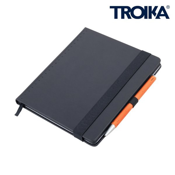 TROIKA NPP04 - Schwarzes A5 Notizbuch mit Stift und Lineal