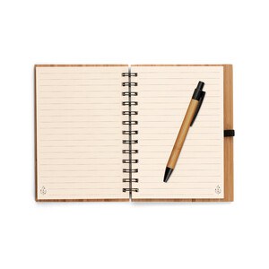 A5 spiral notebook in bamboo with 100% recycled paper - Egotier 93485