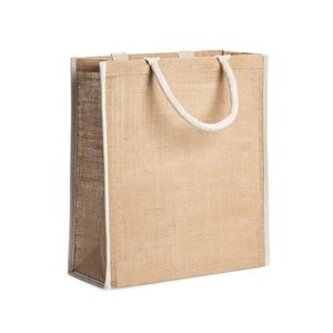 KOPER Natural jute bag with trims and reinforced cotton handles