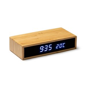 DUNCER Table clock with 5W wireless charger in bamboo