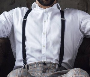 KARLOWSKY KYAG2 - Elegante Y-Form Hosenträger mit Lederakzenten