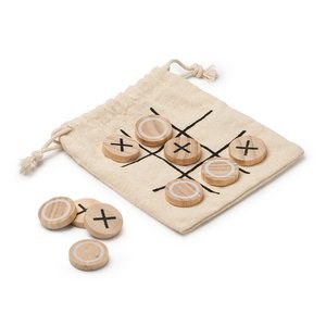 Claps 95128 - Wooden Tic-Tac-Toe Game with Cotton Pouch