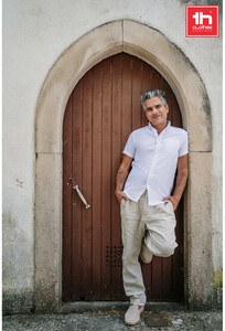 TH Clothes 30200 - Men's short-sleeved oxford shirt. White