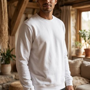 TH Clothes 30265 - Sweatshirt (unisex) aus italienischem Frottee ohne Krempel. Weiße Farbe