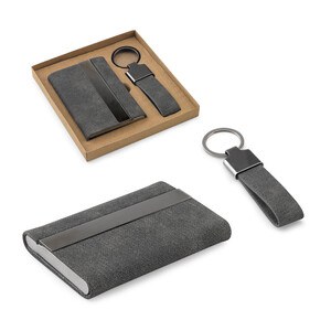 Set consisting of a card holder and a key holder, both made of metal and recycled polyester (30% rPET) - Egotier 95100