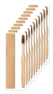 Pack mit 100 GiftRetail MO9877 - DENTOBRUSH Zahnbürste Bambus