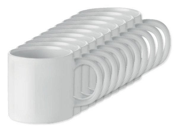 Pack of 10 GiftRetail MO9244 - MINI SUBLIM Premium 200ml Ceramic Mug with Sublimation Coating