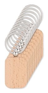 Pack mit 10 GiftRetail MO9774 - POTY WOOD Schlüsselring Holz