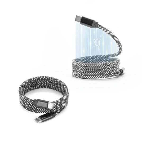 USB-C-zu-USB-C-Kabel mit geflochtenem Polyesterkabel (60 W) und einem Magnetsystem zum einfachen Aufwickeln
